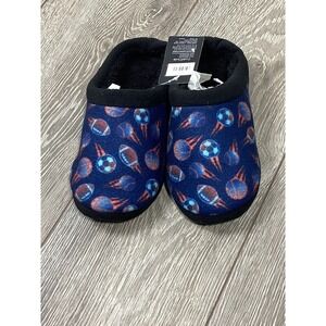 Cuddlduds Slipper Sports Basketball Soccer Football Blue Slip On Hard Bottom Boy